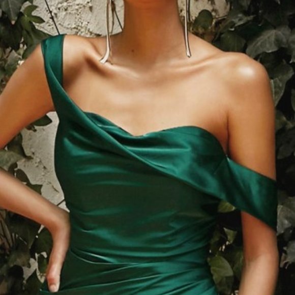 Emerald Sheath Off Shoulder Sweetheart Neck Leg slit Party Prom Dress CD7488 - Picture 8 of 9